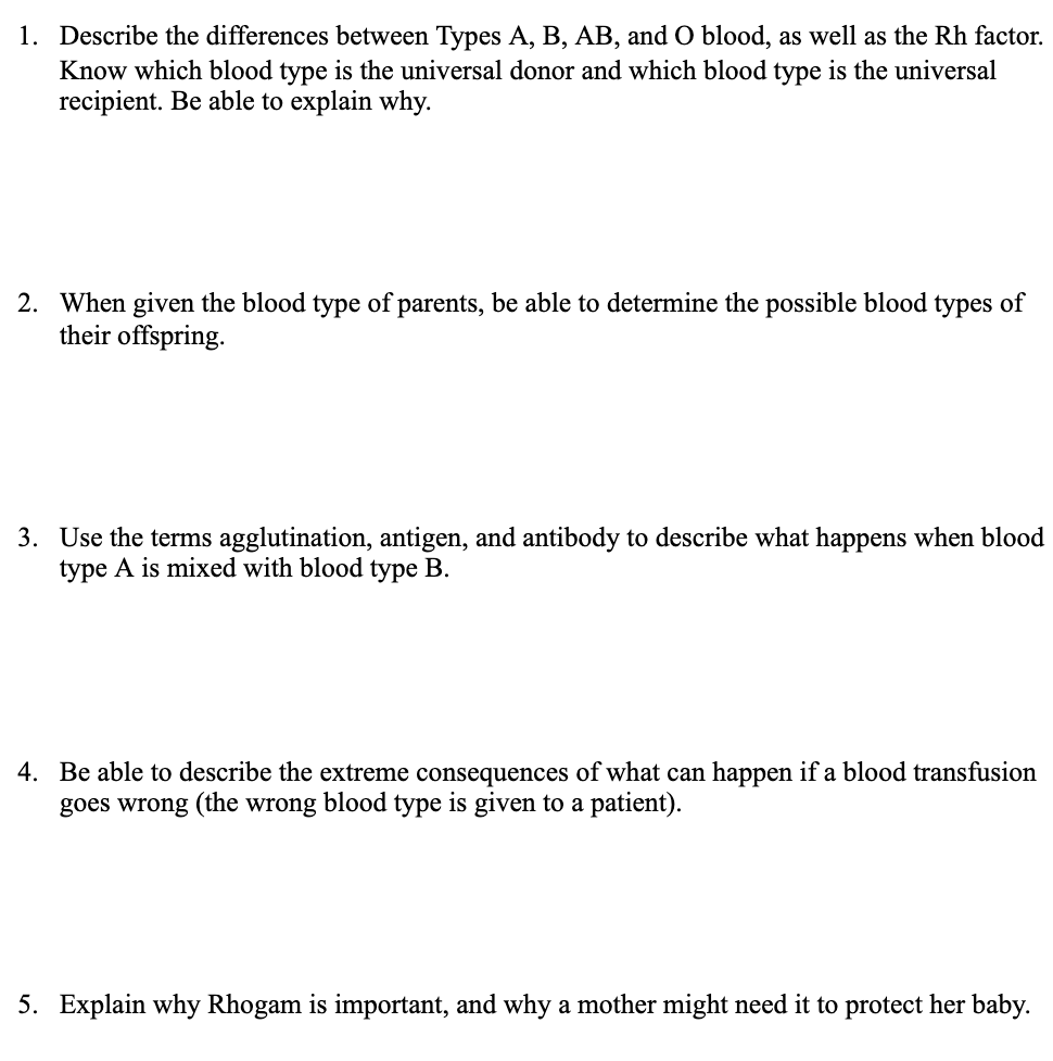 Solved 1. Describe the differences between Types A, B, AB, | Chegg.com