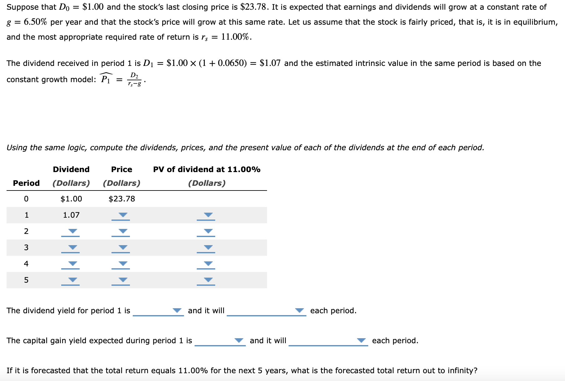 Solved Suppose That D0=$1.00 And The Stock's Last Closing | Chegg.com