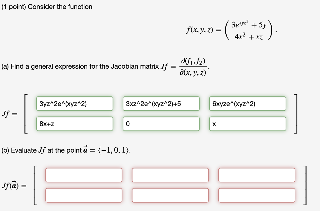 Solved 1 Point Consider The Function F X Y Z 3et Chegg Com