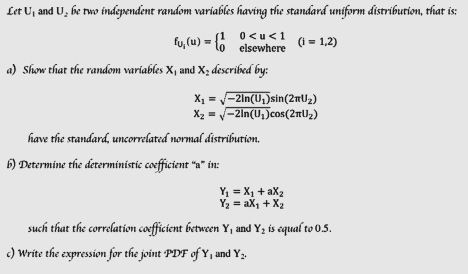 Solved Let U1 And U2 Be Two Independent Random Variables 2997