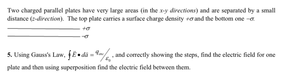 Solved Two charged parallel plates have very large areas (in | Chegg.com
