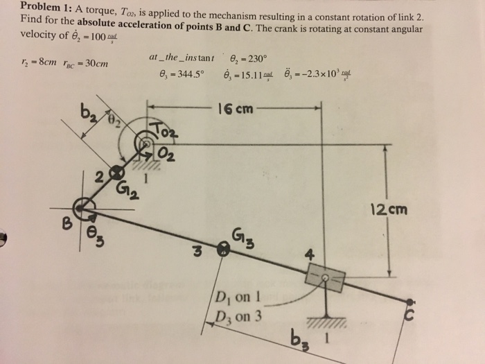 Solved Problem 1: A torque, To, is applied to the mechanism | Chegg.com