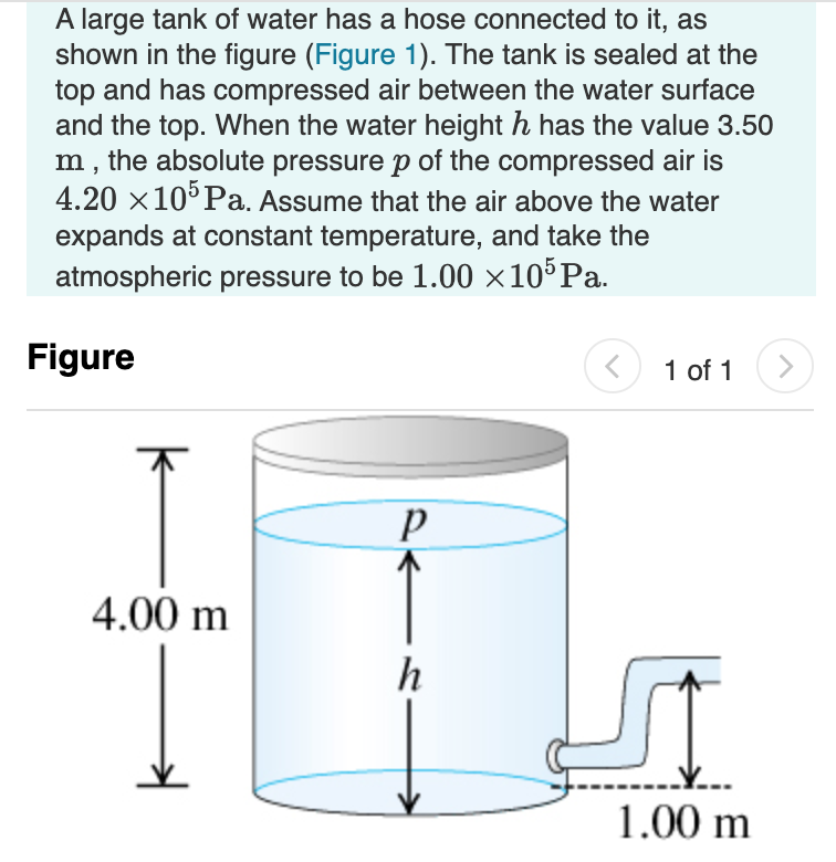 Solved A large tank of water has a hose connected to it, as | Chegg.com