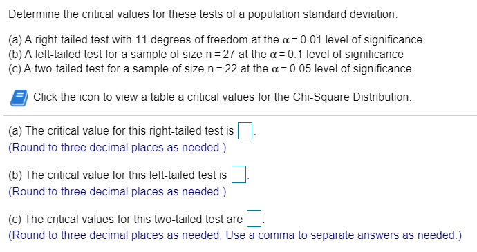 Solved Determine The Critical Values For These Tests Of A | Chegg.com