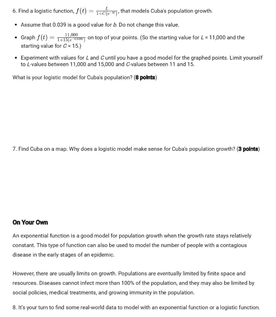 Solved Population Growth Models You'll need a handheld or | Chegg.com