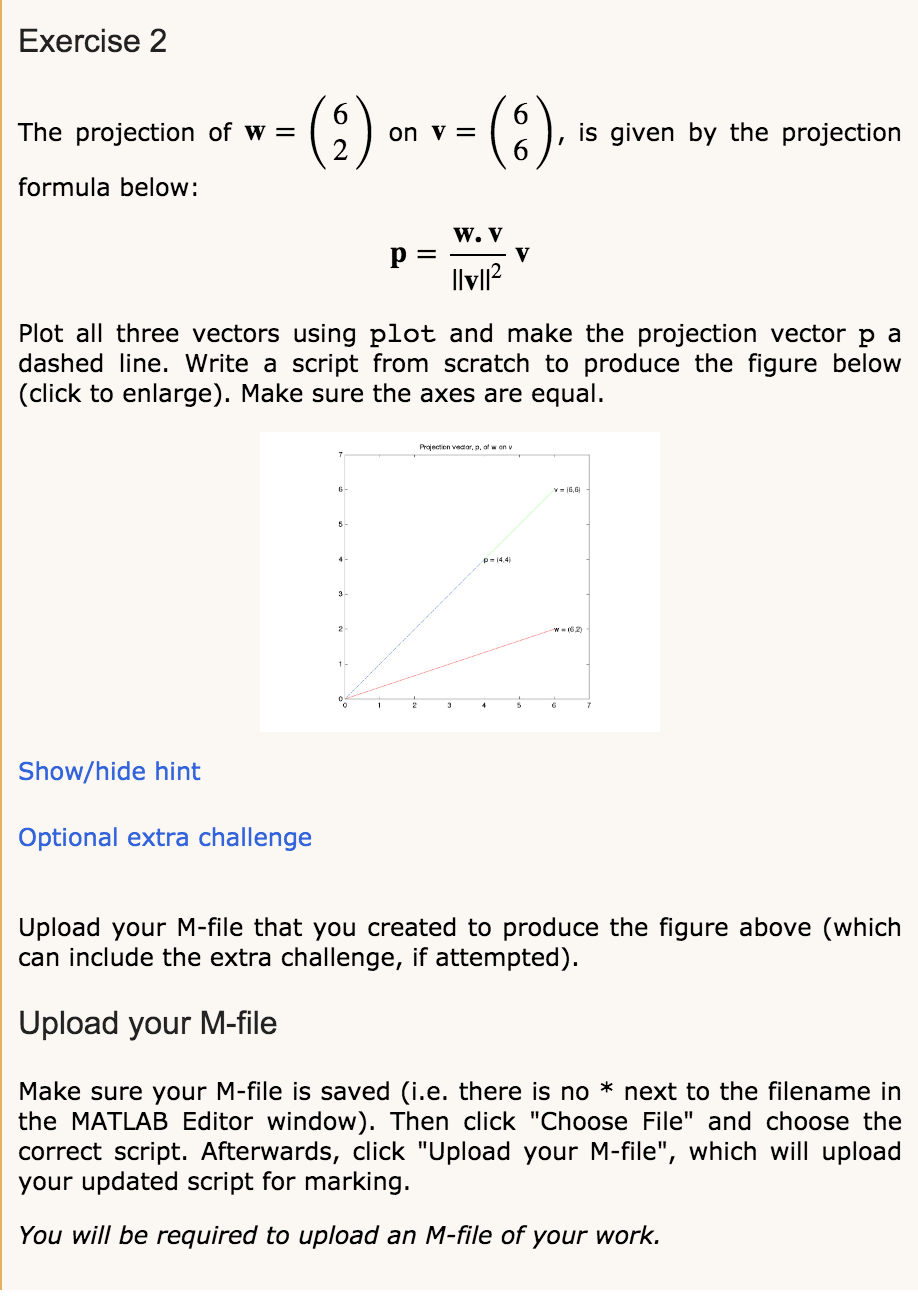 Exercise 2 The Projection Of W On V Is Given Chegg Com