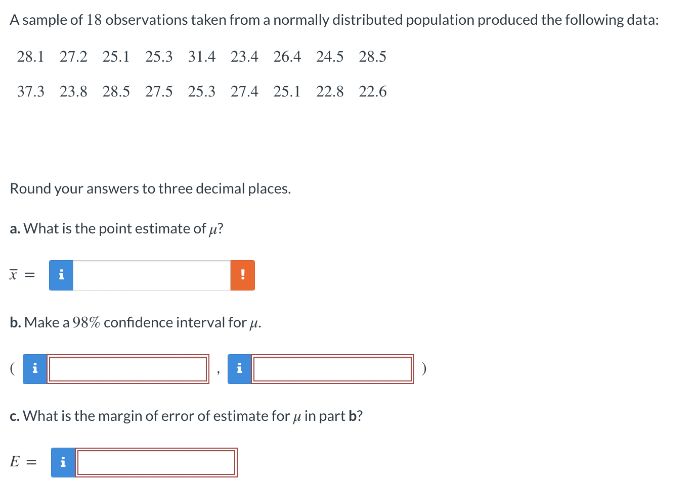 Solved A sample of 18 observations taken from a | Chegg.com