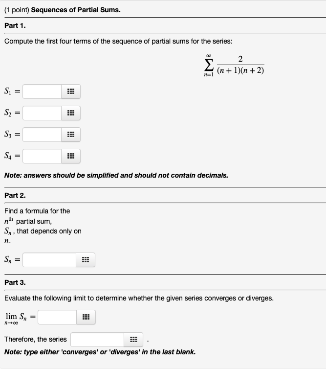 Solved (1 point) Find a formula for the nth term of a | Chegg.com