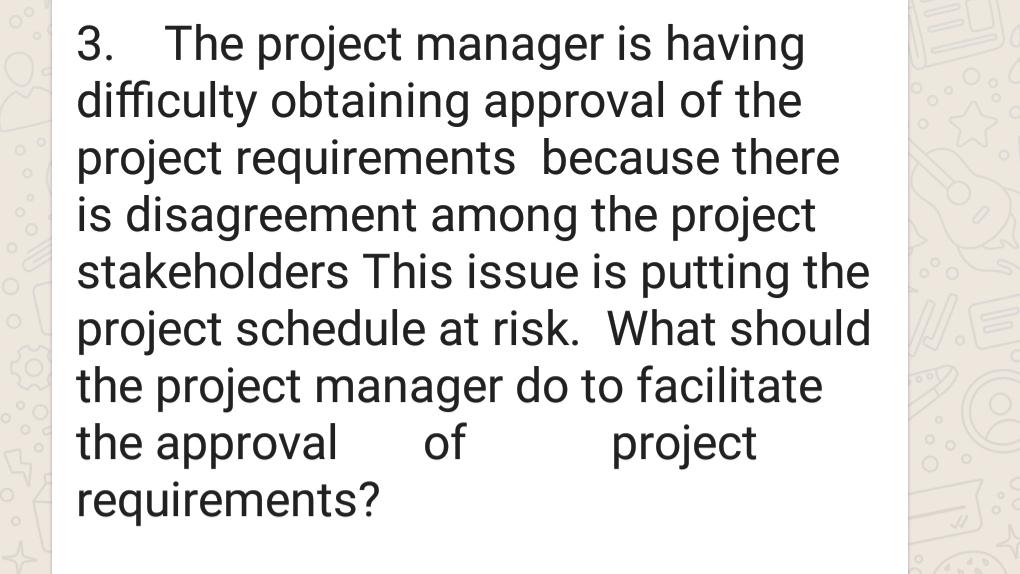 Solved 3. The project manager is having difficulty obtaining | Chegg.com