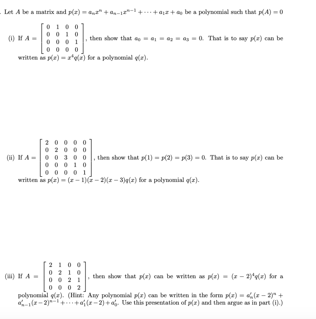 Solved Let A Be A Matrix And P X Anx An 18 1 Chegg Com