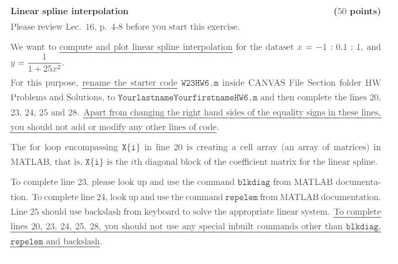 Solved Linear spline interpolation (50 points) Please review