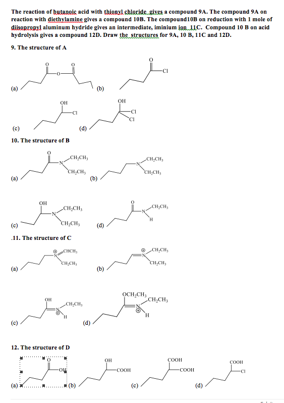 Solved The reaction of butanoic acid with thionyl chloride | Chegg.com