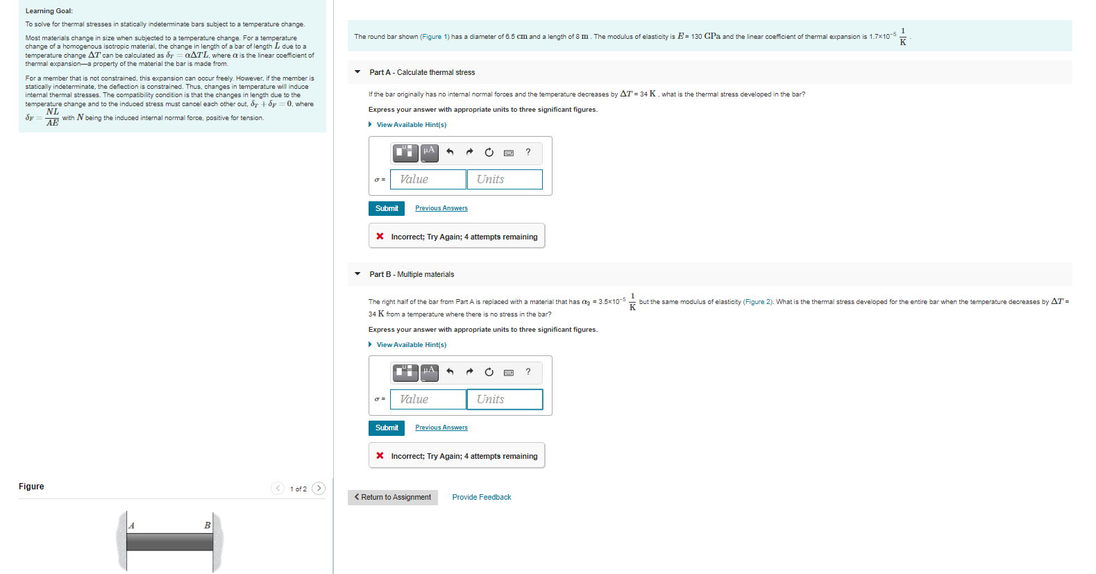 Solved The round bar shown (Figure 1) has a diameter of 6.5 | Chegg.com