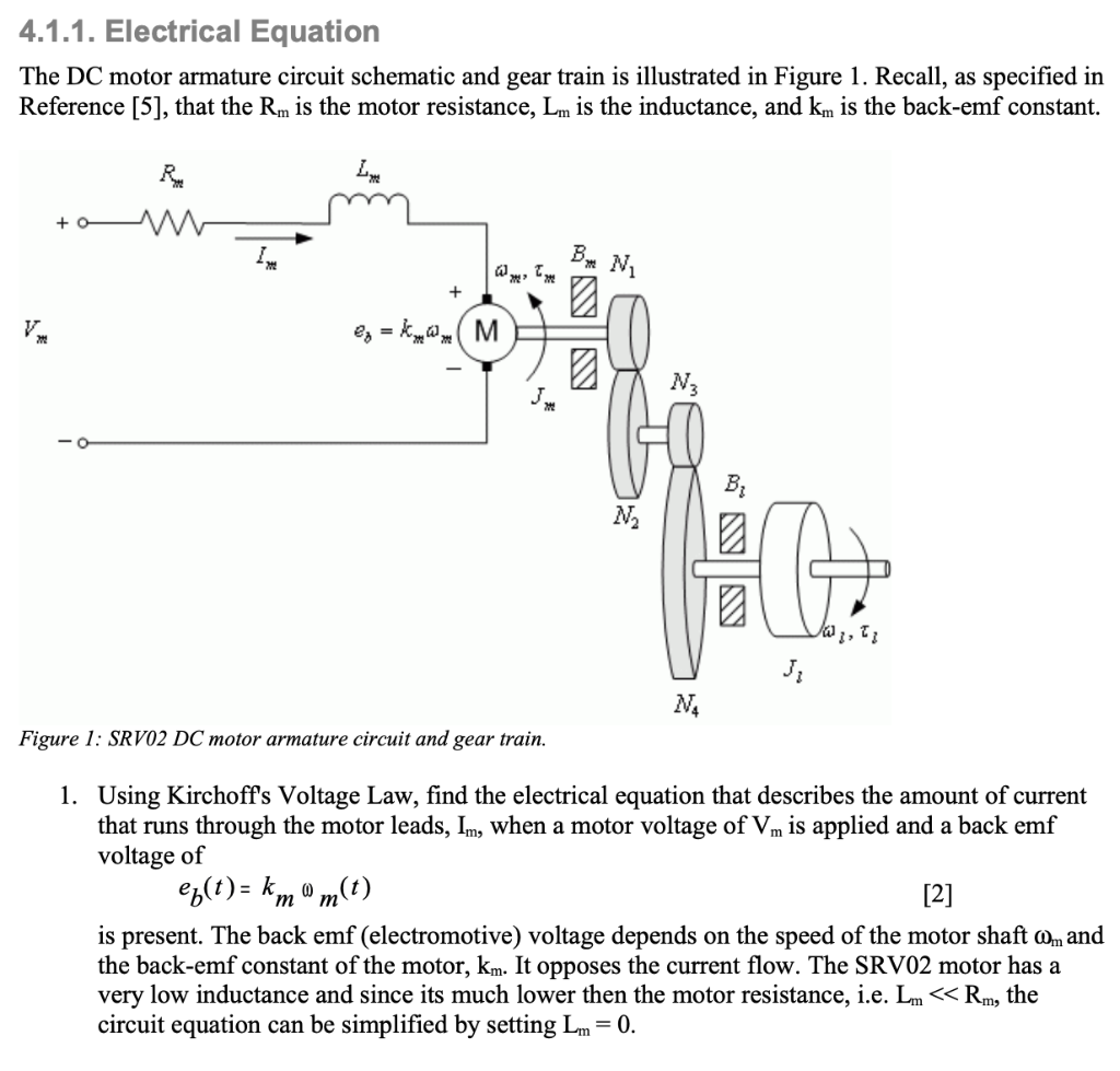 Solved 4.1.1. Electrical Equation The DC motor armature