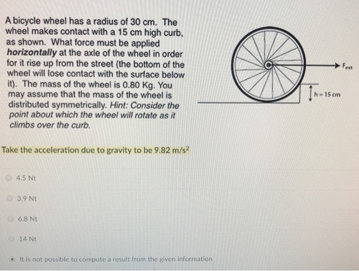 Solved A bicycle wheel has a radius of 30 cm. The wheel