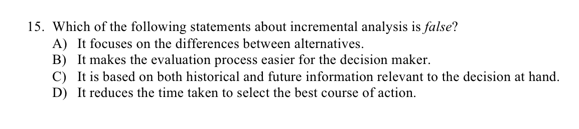 Solved Which of the following statements about incremental | Chegg.com