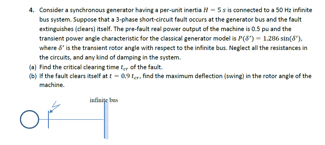 Solved 4. Consider a synchronous generator having a per-unit | Chegg.com