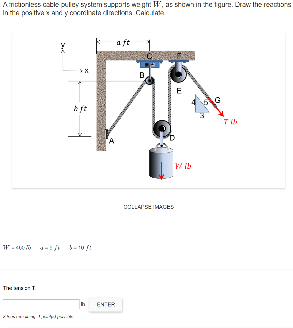Solved A frictionless cablepulley system supports weight W,