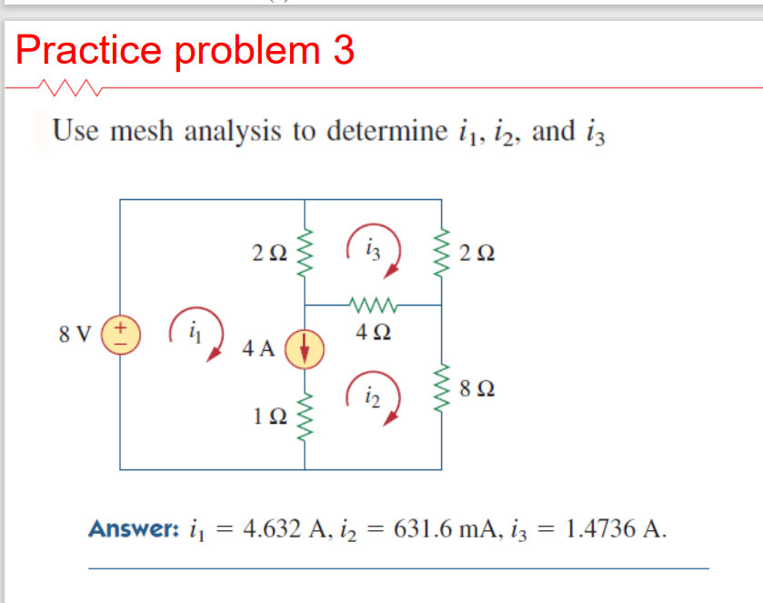 Solved Practice problem 3 Use mesh analysis to determine i₁, | Chegg.com