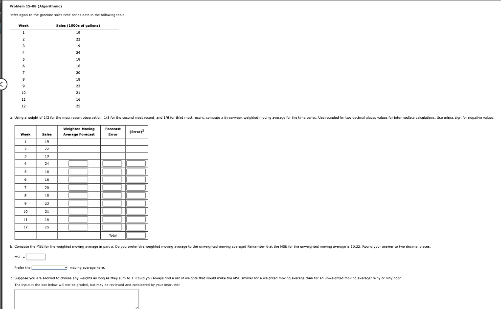 Solved Problem 15-08 (Algorithmic) Refer again to the | Chegg.com