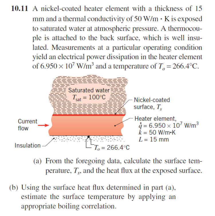 Solved 10.11 A nickelcoated heater element with a thickness