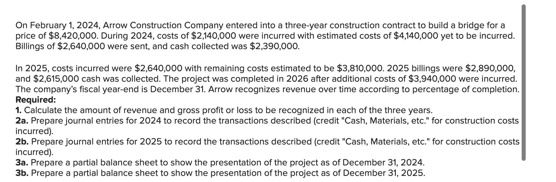 On February 1, 2024, Arrow Construction Company