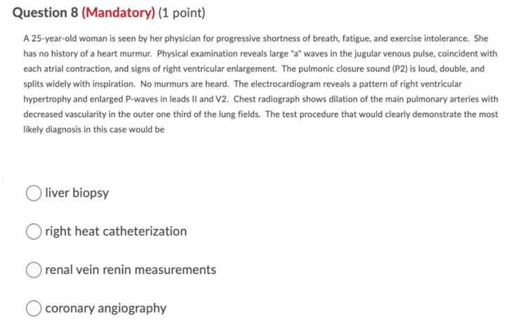 Solved Question 1 (Mandatory) (1 point) Physical findings of | Chegg.com