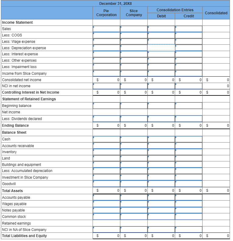 Solved 13. Pie Corporation acquired 75 percent of Slice | Chegg.com