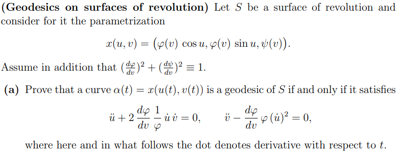 Solved Geodesics On Surfaces Of Revolution Let S Be A S Chegg Com