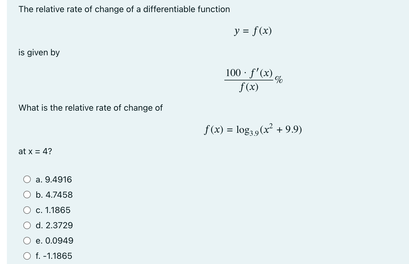 Solved The Relative Rate Of Change Of A Differentiable | Chegg.com