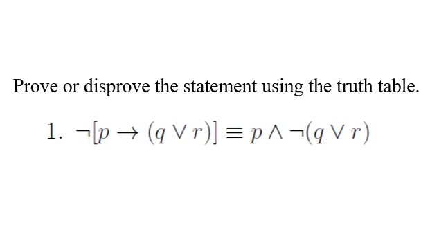 Solved Prove or disprove the statement using the truth | Chegg.com
