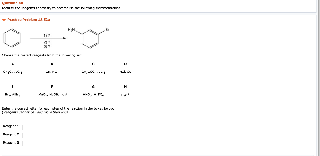 Solved Question 40 Identify The Reagents Necessary To 4423