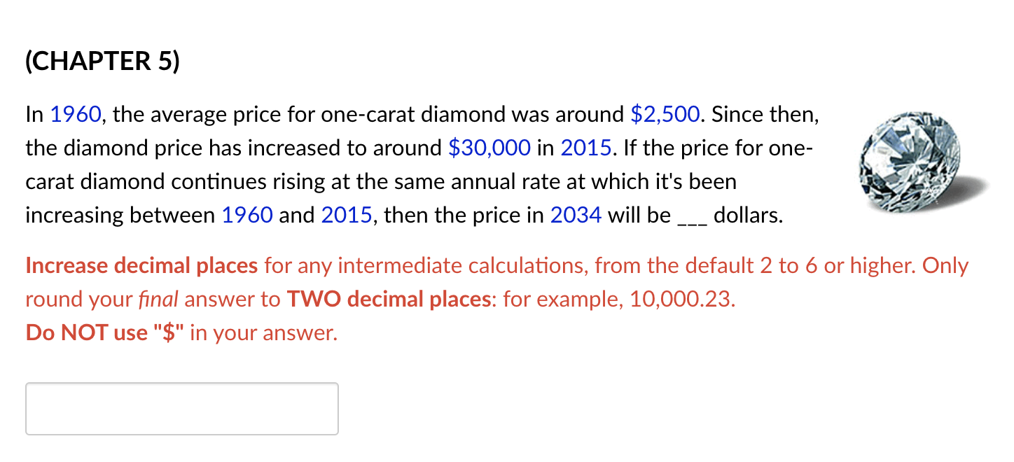 Solved (CHAPTER 5) In 1960, the average price for one-carat