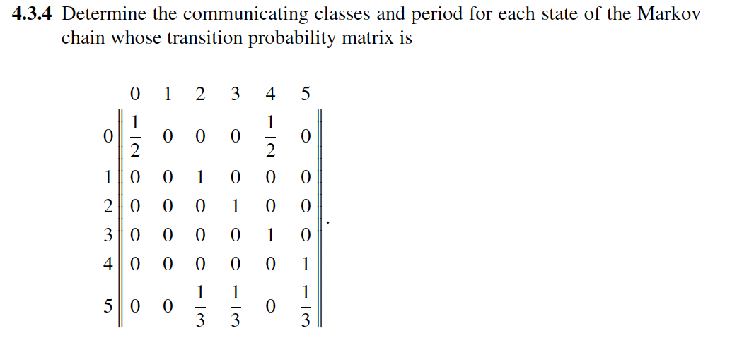 Solved 4.3.4 Determine the communicating classes and period | Chegg.com