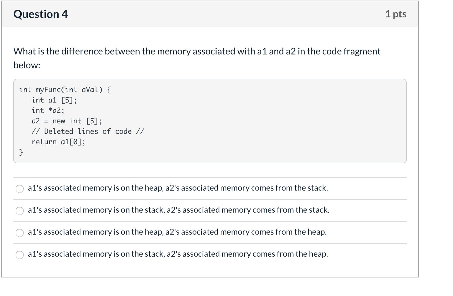 Solved Question 4 1 pts What is the difference between the | Chegg.com
