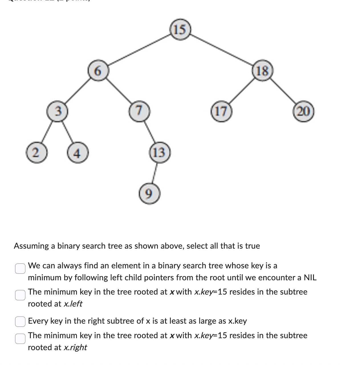 Solved Assuming a binary search tree as shown above, select | Chegg.com