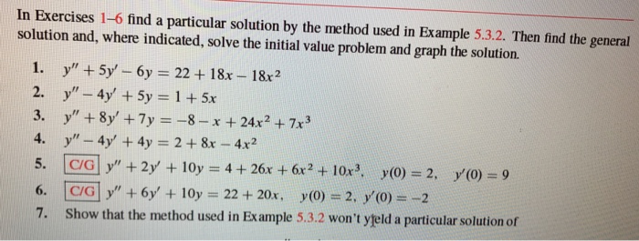 Solved In Exercises 1-6 find a particular solution by the | Chegg.com