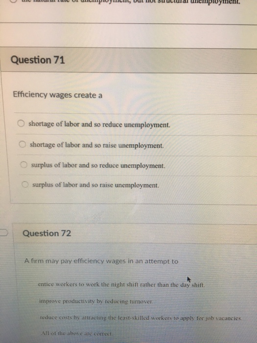 Solved Efficiency wages create a shortage of labor and so | Chegg.com
