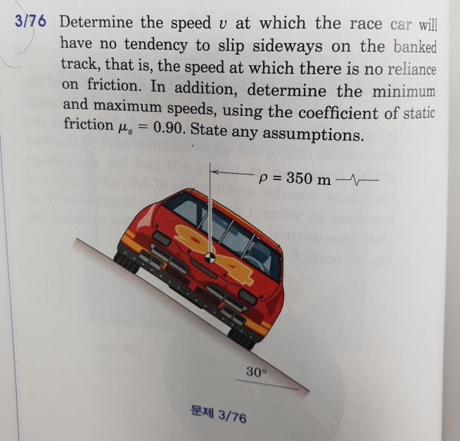 Solved 3/76 Determine the speed v at which the race car will