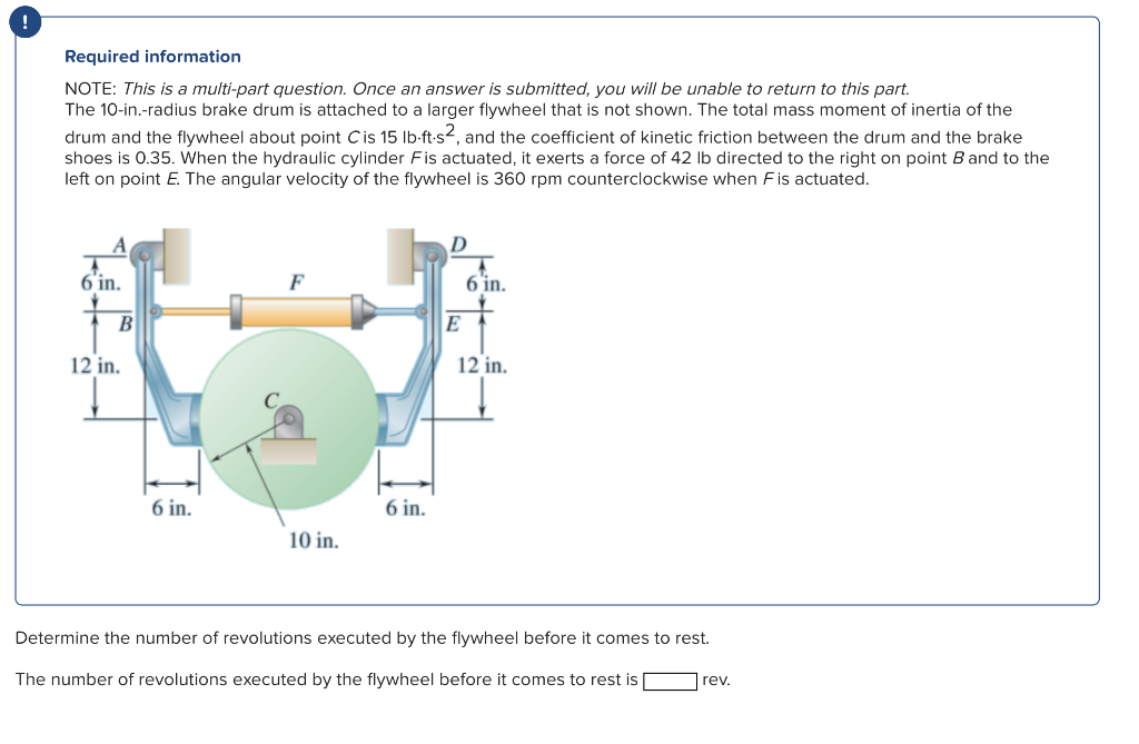 Solved The 10in.radius brake drum is attached to a larger