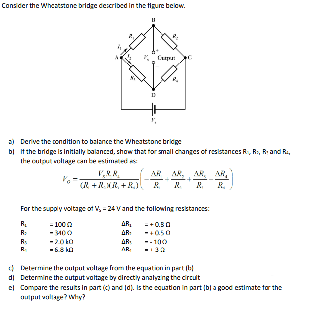 Solved Consider the Wheatstone bridge described in the | Chegg.com