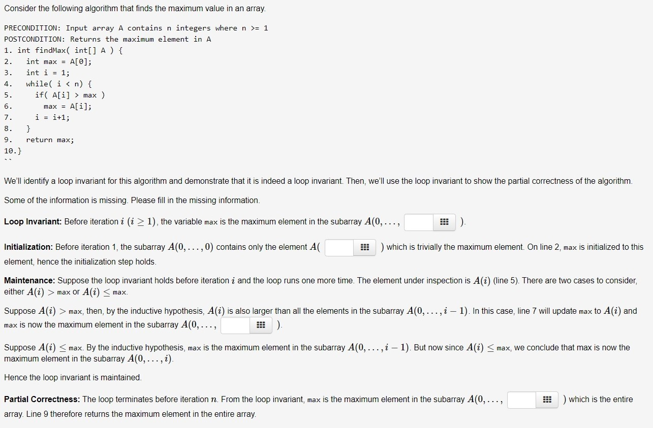 Solved Consider The Following Algorithm That Finds The | Chegg.com