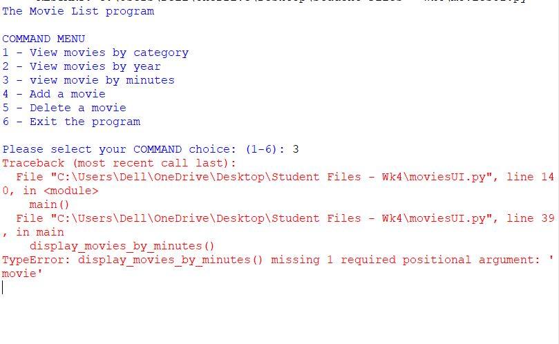 Python The Movies Database: (Please read instruction | Chegg.com