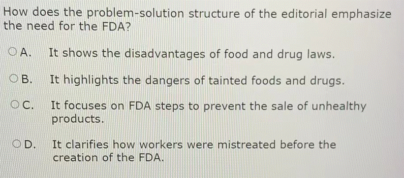 Solved Editorial: Don't Weaken Protections On Food And Drug | Chegg.com