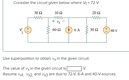 Solved Consider the circuit given below where V1=72V.Use | Chegg.com