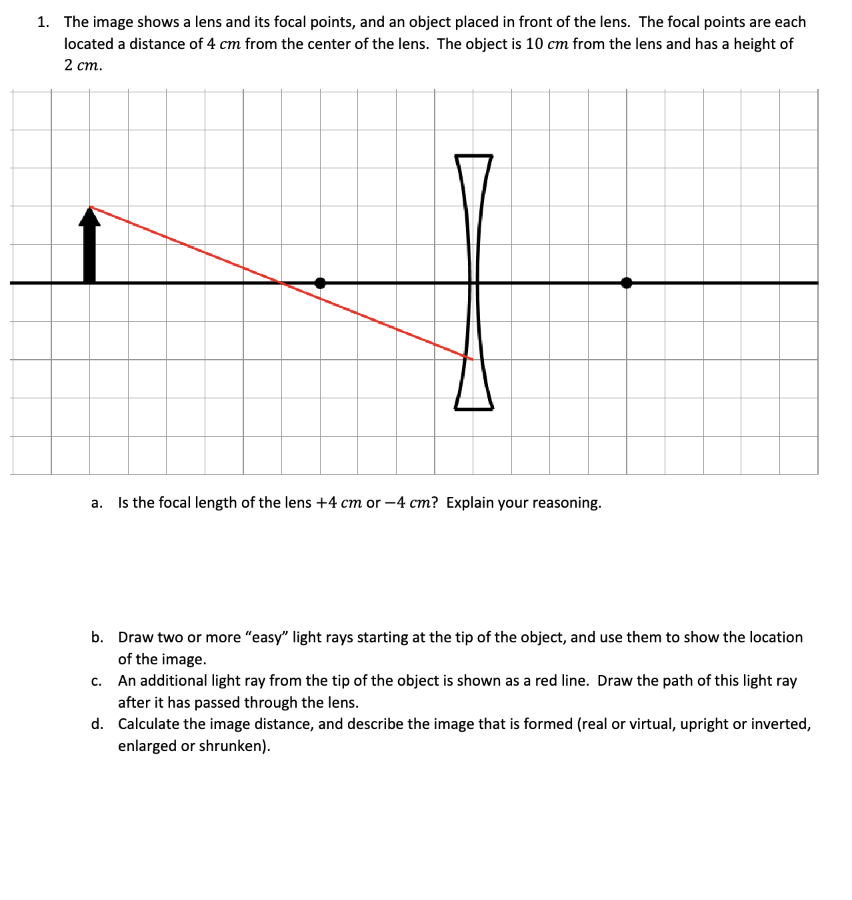 Solved 1. The image shows a lens and its focal points, and | Chegg.com