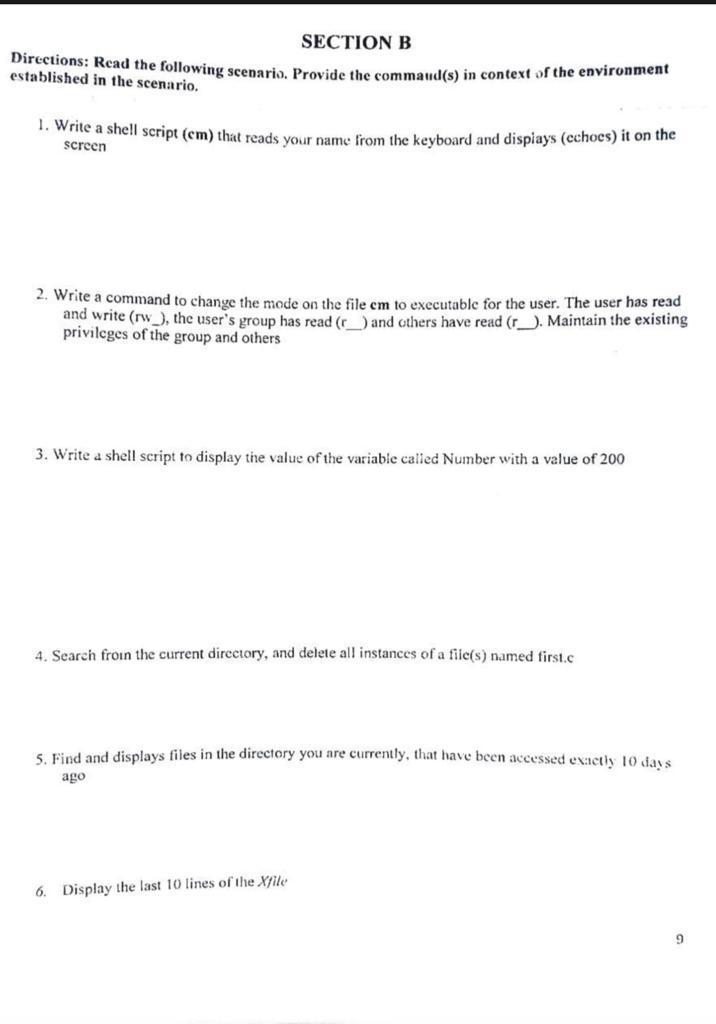 Solved SECTION B Directions: Read The Following Scenario. | Chegg.com