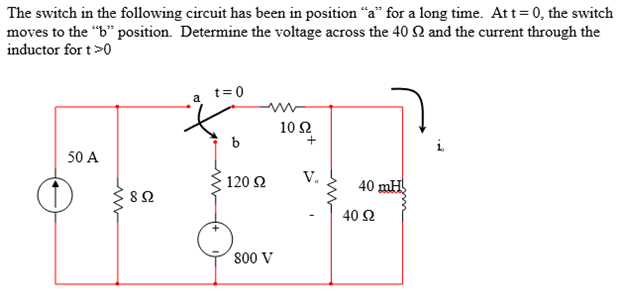 Solved The Switch In The Following Circuit Has Been In 