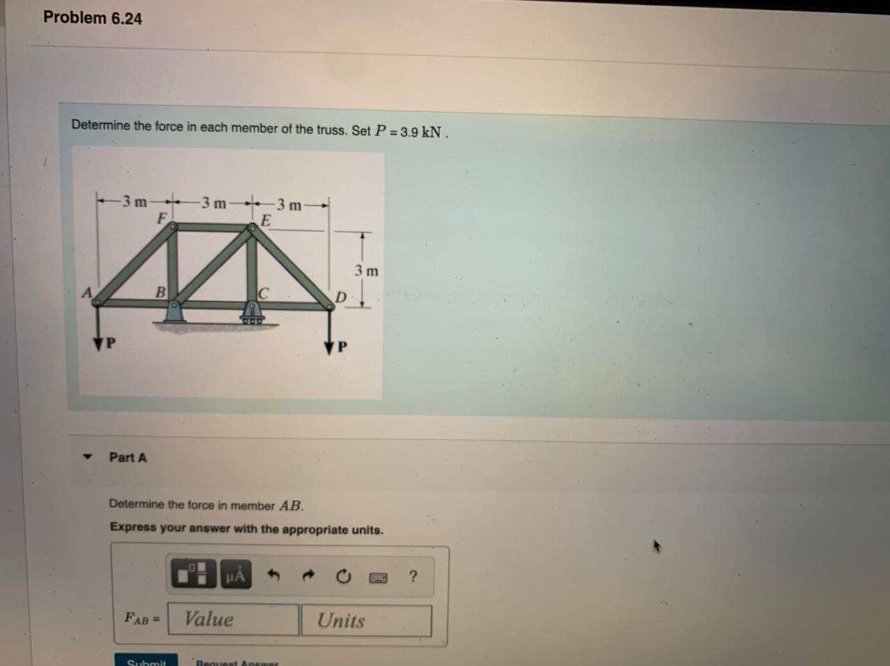 Solved Problem 6.24 Determine the force in each member of | Chegg.com