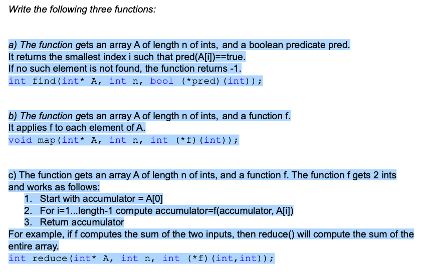 Solved Write the following three functions: a) The function | Chegg.com